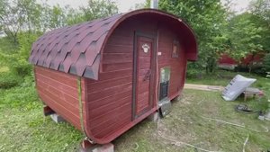Баня бочка "Квадро-Овал" 4 метра с козырьком купить в Нижнем Новгороде.