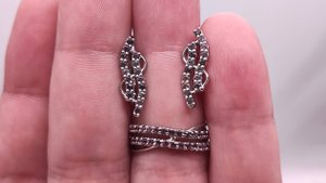 Серьги и кольцо с камнями Шпинель разноцветная. Таиланд