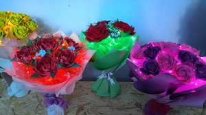 БУКЕТЫ С ПОДСВЕТКОЙ из ФОАМИРАНА. Ручная работа.