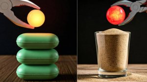 Раскаленный металлический шар при температуре 1000°C против песка и мыла