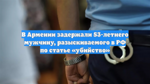В Армении задержали 53-летнего мужчину, разыскиваемого в РФ по статье «убийство»