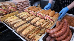 Хот-дог с мясом и чили в американском стиле, корейский магазин хот-догов