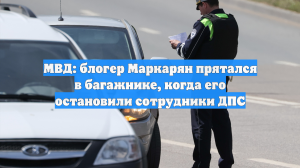 МВД: блогер Маркарян прятался в багажнике, когда его остановили сотрудники ДПС