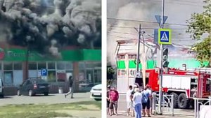 В городе Михайловск горит торговый центр