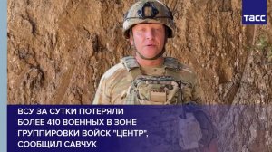 ВСУ за сутки потеряли более 410 военных в зоне группировки войск "Центр", сообщил Савчук