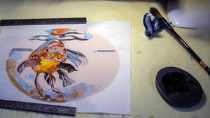 Показываю, как я рисую - "Золотая рыбка риукин"