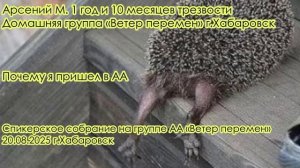 Арсений М. 1 год и 10 месяцев трезвости. Домашняя группа «Ветер перемен» г.Хабаровск