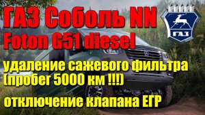 ГАЗ Соболь NN, мотор Foton G51: удаление сажевого фильтра на пробеге 5000 км, отключение клапана ЕГР
