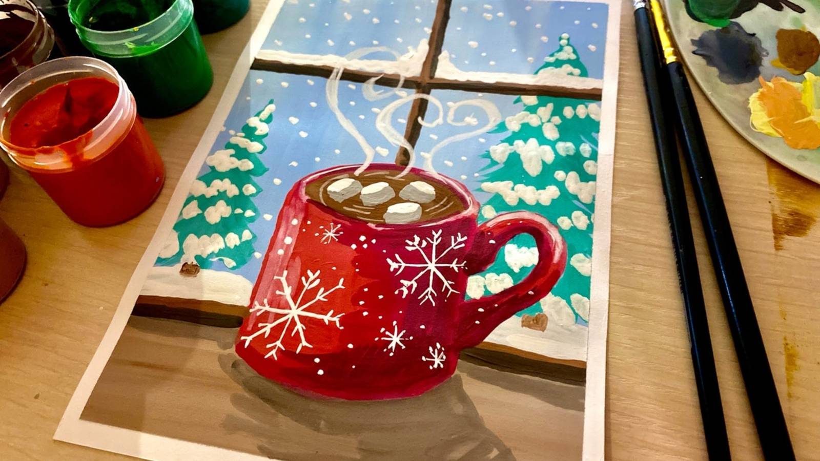 Рисунок на тему «Зима» гуашью - урок рисования красками. Рисуем вместе смотреть онлайн