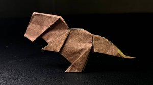 Оригами детеныш тираннозавра из бумаги - обучение | Как сделать из бумаги динозавра оригами