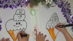 Как нарисовать мороженое. Рисование для детей четырёх лет.🍦