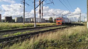 электропоезд ЭТ2М-036 сообщением Сосново-СПБ(Финл. вкз.) на перегоне Ручьи-Пискаревка