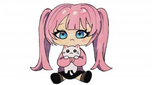 Как нарисовать милую Девочку с котёнком