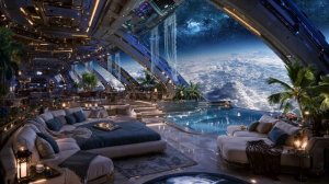 💫 Спокойный вид с балкона на облака | Окружающий звуковой пейзаж и ласковая вода