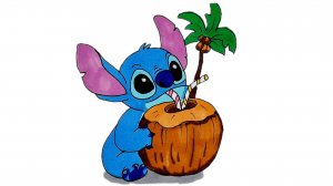 Как нарисовать Стича с кокосом