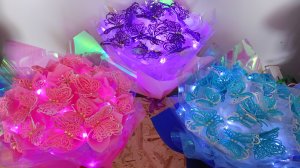 БУКЕТЫ БАБОЧЕК с ПОДСВЕТКОЙ из фоамирана. Ручная работа.