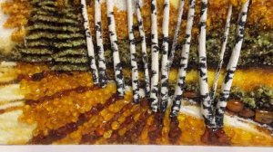 Картина из янтаря  "Осень в березах"