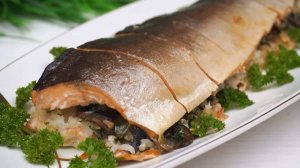 Старинный рецепт - фаршированная горбуша с грибами