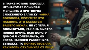 Незнакомая старушка протянула мне записку о моём муже. Когда я раскрыла её, я онемела…  Аудиорассказ