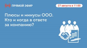 Прямой эфир: «Плюсы и минусы ООО. Кто и когда в ответе за компанию?»