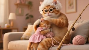 Мультфильм. Бабушка-кошка дарит внучке удочку 🐱🐱
