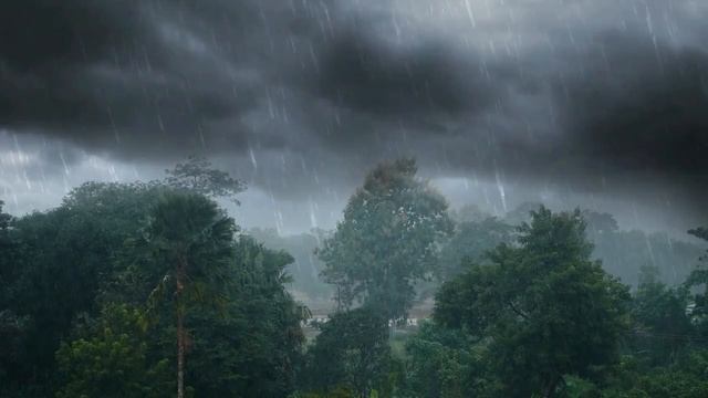 Звуки сильного дождя с грозой для сна   Звуки природы
