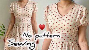 Сшейте это милое платье с принтом в виде сердечек 💕 Простое пошаговое руководство (для начинающих)