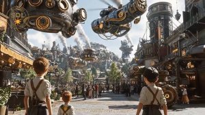 A Day in the Steampunk Castle in the Sky - AI film