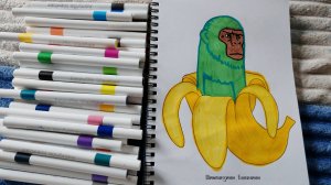 Раскрашиваю шимпанзини бананини акриловыми маркерами, рисуем и раскрашиваем