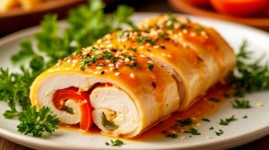 Куриные рулетки в духовке с сыром и болгарским перцем. Куриное филе рецепт [Семейные рецепты]