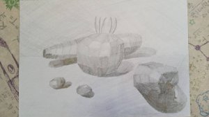 Урок 32. Натюрморт карандашом: баклажан, перец, помидор и маслина для начинающих.