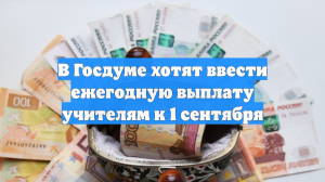 В Госдуме хотят ввести ежегодную выплату учителям к 1 сентября