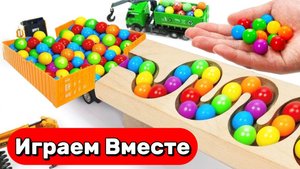 АСМР ГОНКИ ШАРИКОВ ПО ДЕРЕВЯННЫМИ ГОРКАМИ В МАШИНКИ ДЛЯ ДЕТЕЙ 🟢