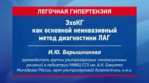 ЭхоКГ как основной неинвазивный метод диагностики ЛАГ Барышникова Ирина Юрьевна