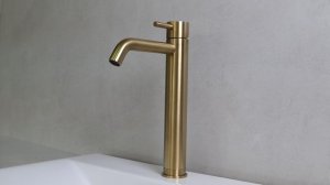 Высокий смеситель для раковины AQUAelite, коллекция KINO, шлифованная нержавеющая сталь, RU721