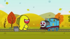 Giant Yellow Among Us VS Thomas the train exe - Желтый гигант среди нас против паровозика Томаса.