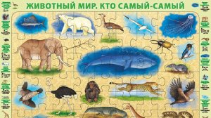 Животный мир. Кто самый самый. Собираем детский пазл на подложке