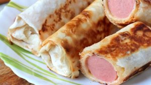 Сосиски с сыром в лаваше. Дети очень любят на перекус.