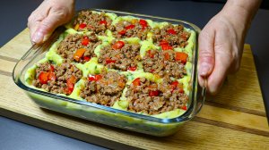 Простой рецепт с картофелем и мясным фаршем. Сытный ужин за 20 минут!