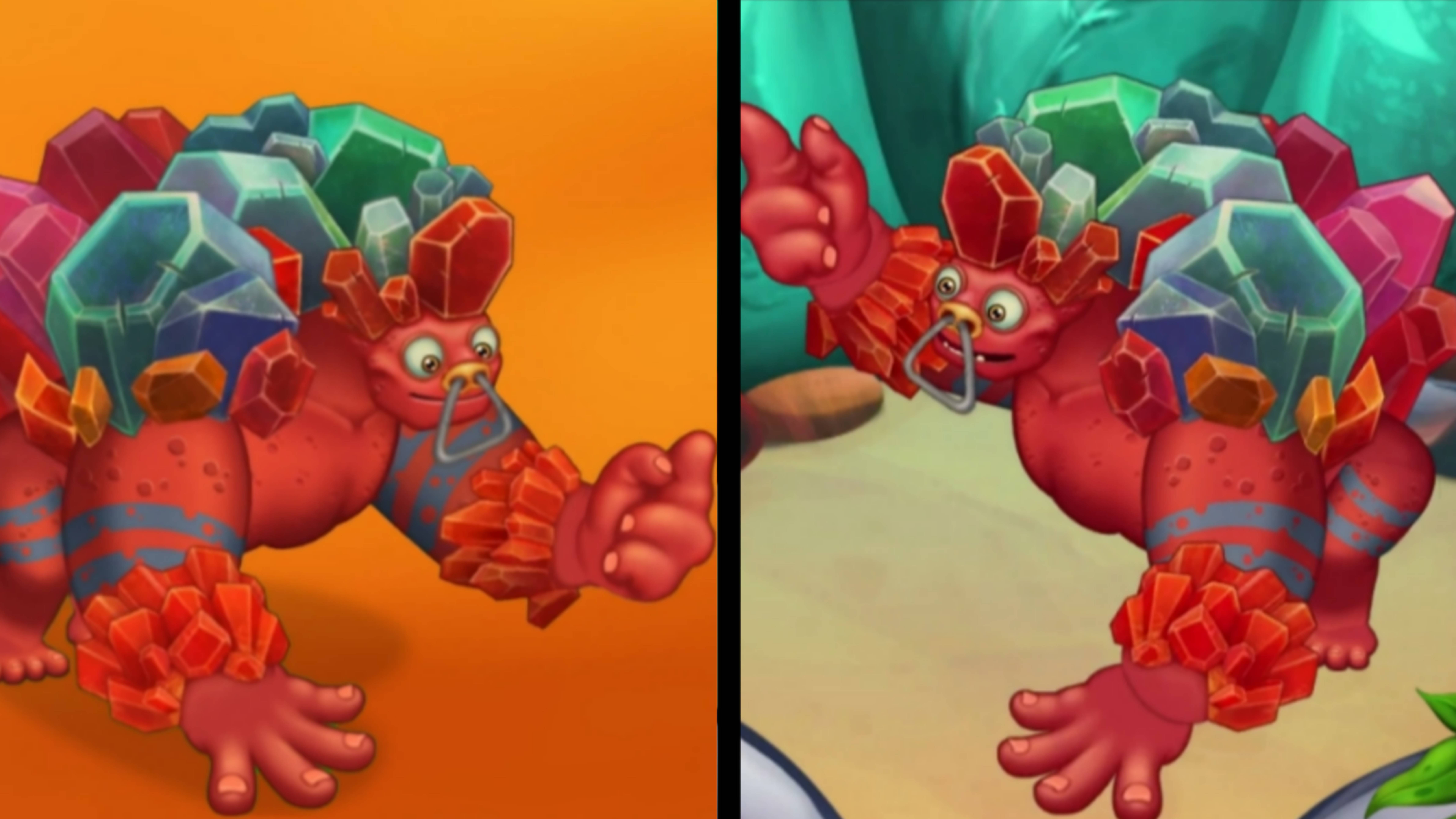 Фанмейд против Оригинальных монстров на Острове Янтаря в My Singing Monsters (Мои Поющие Монстры)