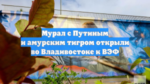 Мурал с Путиным и амурским тигром открыли во Владивостоке к ВЭФ