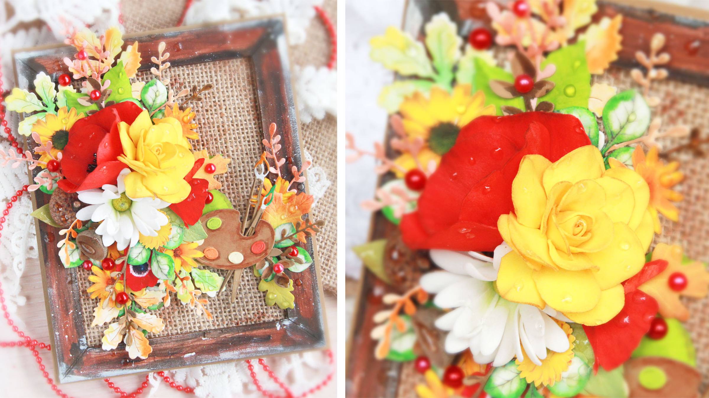 ОТКРЫТКА с осенней композицией из цветов, листиков и других интересных элементов / СКРАПБУКИНГ смотреть онлайн