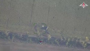 Удар ОТРК «Искандер» по пусковой установке противокорабельного ракетного комплекса «Нептун»