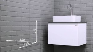 Тумба подвесная под умывальник "Joy 46" Senator 60 графит с двумя ящиками В2 Домино