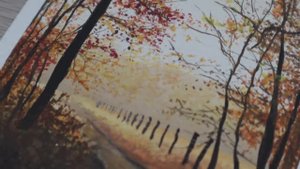 Осенний пейзаж гуашью для начинающих