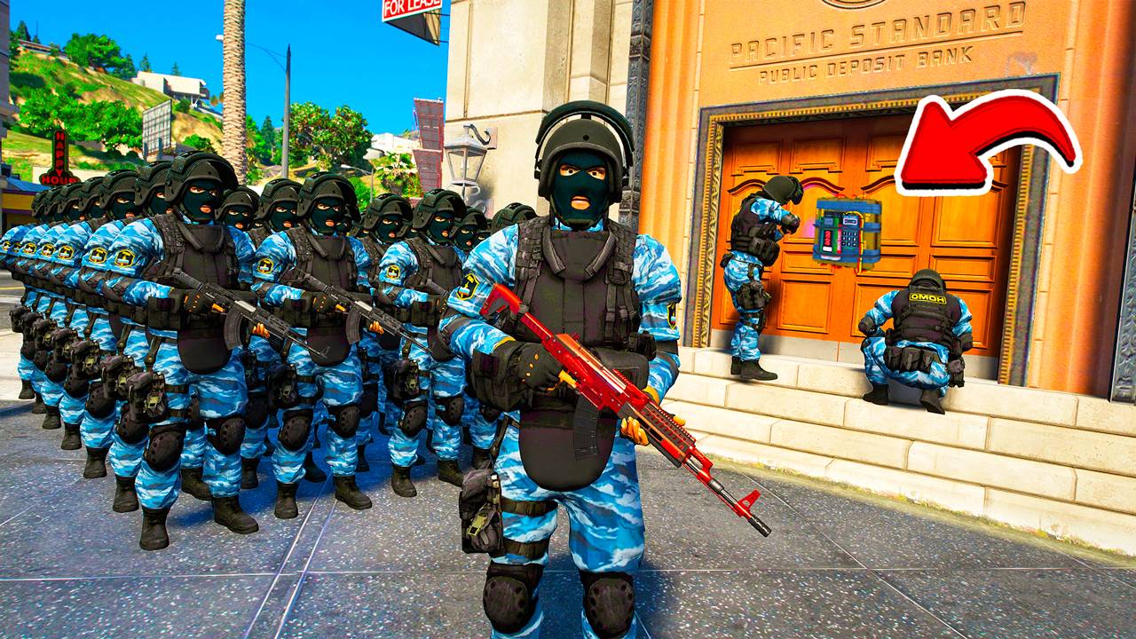 ОМОН ШТУРМУЕТ БАНК И в ГТА 5! ВИДЕО GTA 5 ОНЛАЙН