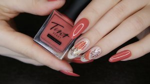 Многослойный стемпинг, маникюр на осень (обычный лак)