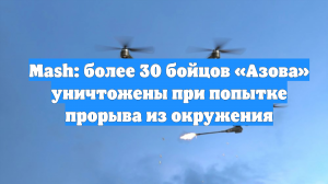 Mash: более 30 бойцов «Азова» уничтожены при попытке прорыва из окружения