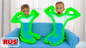 Влад и Ники и волшебные невидимые костюмы! Веселое видео для детей!