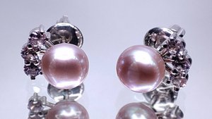 Серьги-пусеты с камнями Жемчуг, Сапфир